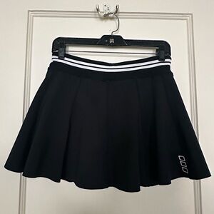Black Athletic Skirt with White Stripes
